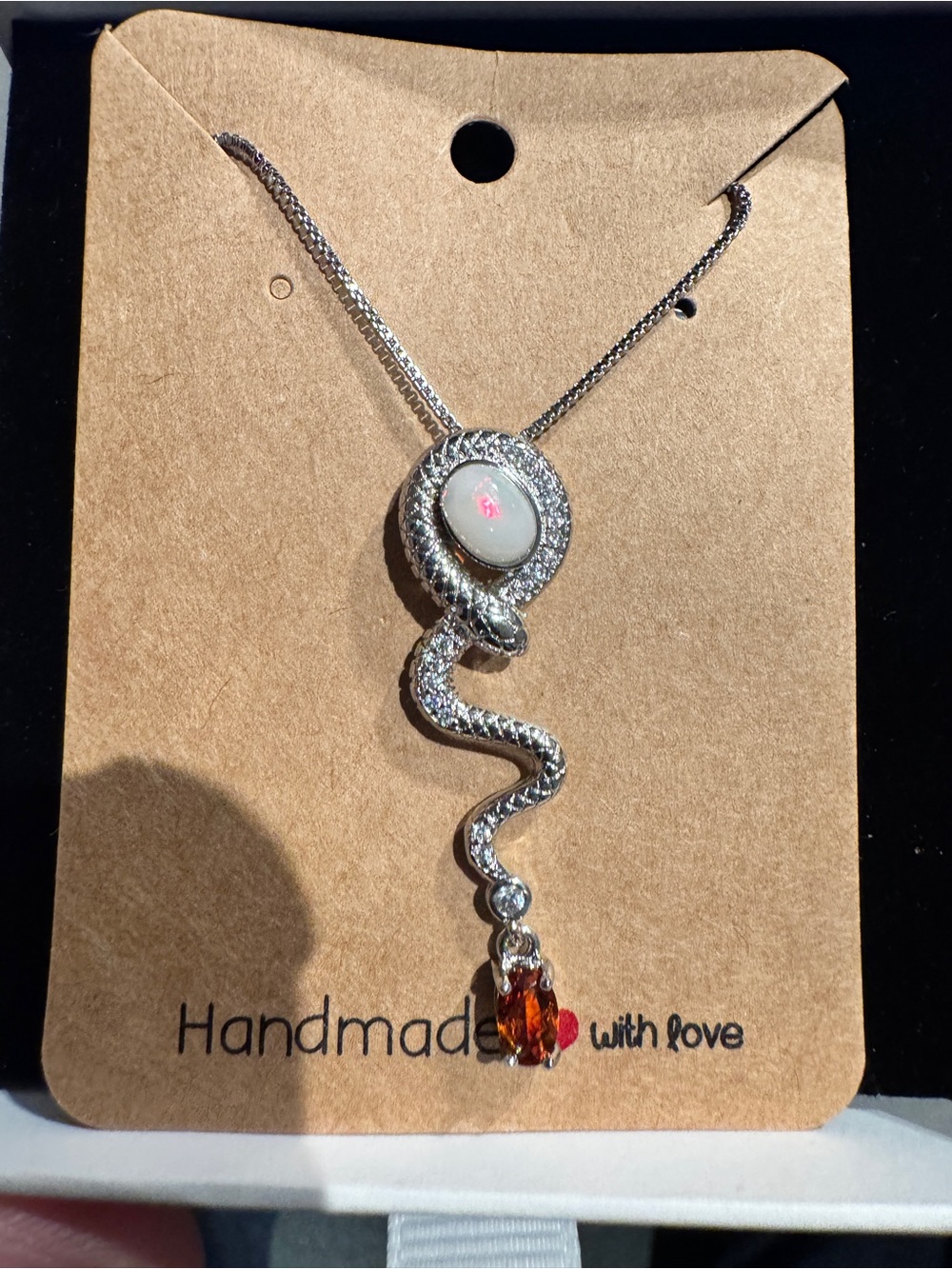 OPAL 925 Sterling Silver chain Snake Pendant Necklace